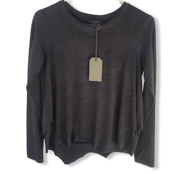 All Saints Tops - NWT ALLSAINTS Women's Daisy Tee Dark Night Tiered Hemline Pullover Sz. Small
